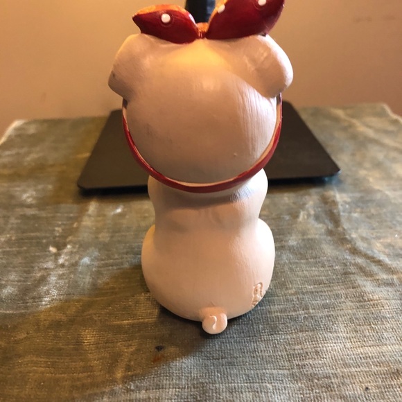 Cute Pug Figurine with Red Bow - Picture 2 of 7